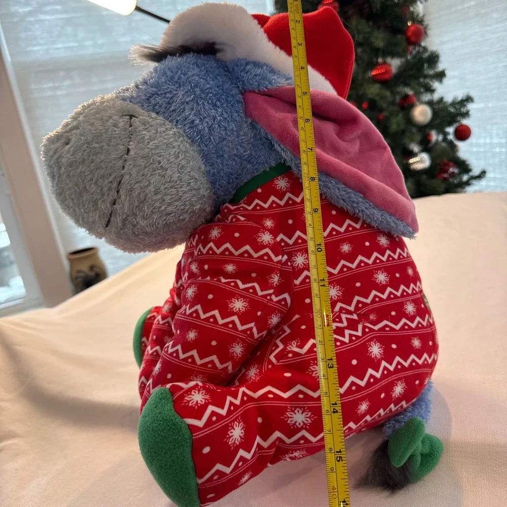 Disney Parks Weighted Eeyore Pooh Plush Stuffed Animal‎ Christmas Pajamas Santa